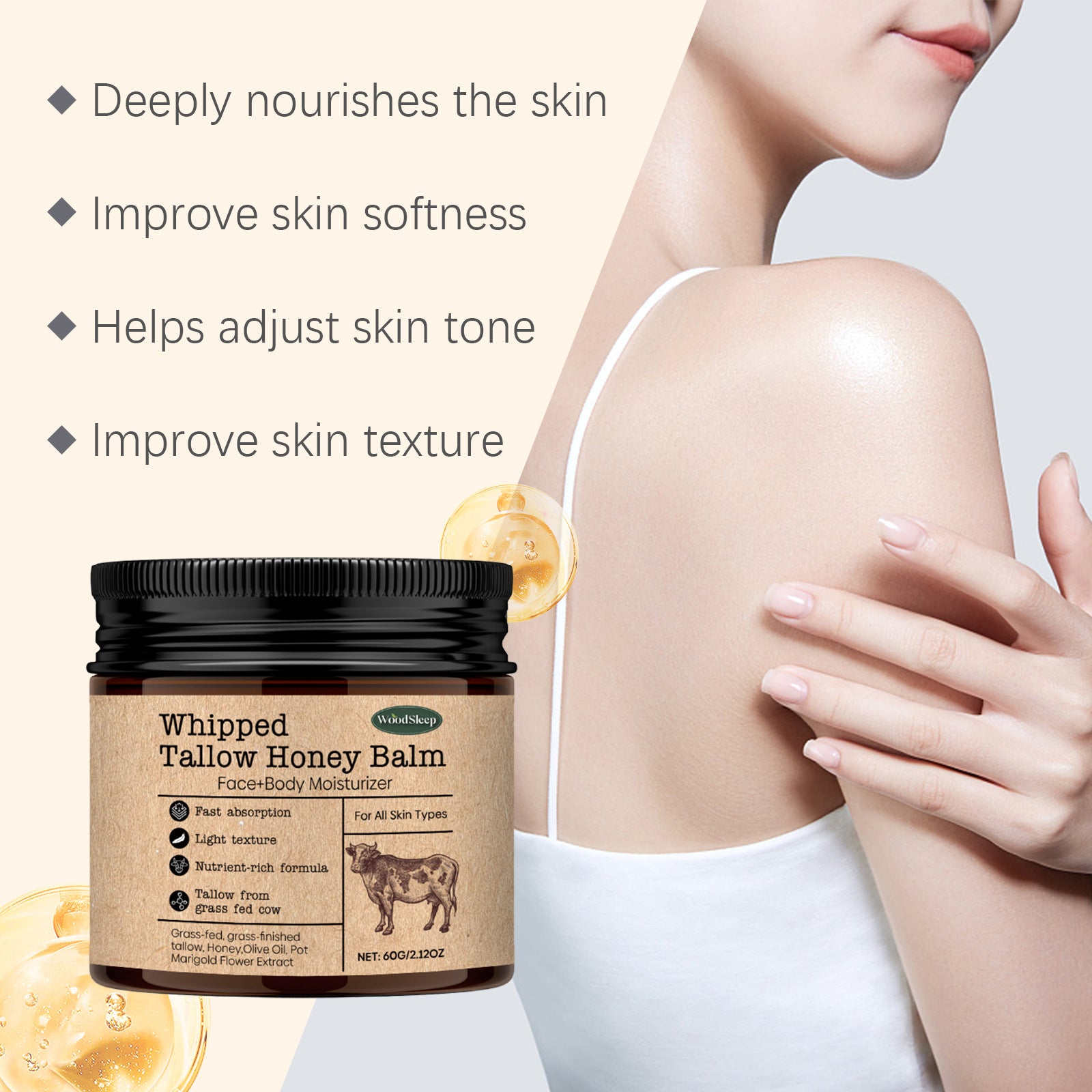 Visibly Softer, Glowing Skin in 7 Days — WoodSleep Tallow & Honey Face Cream